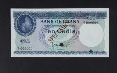 Specimen Bank Note: Bank of Ghana specimen 10 Cedi