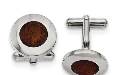 Stainless Steel Wood Inlay Cuff Links