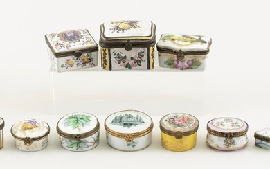 TEN FRENCH PORCELAIN BOXES 20th Century Lengths to