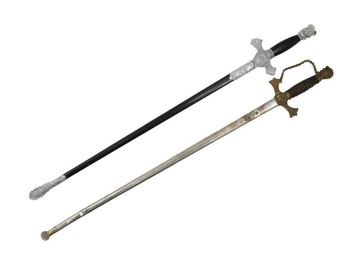 TWO MASONIC KNIGHTS TEMPLAR CEREMONIAL SWORDS