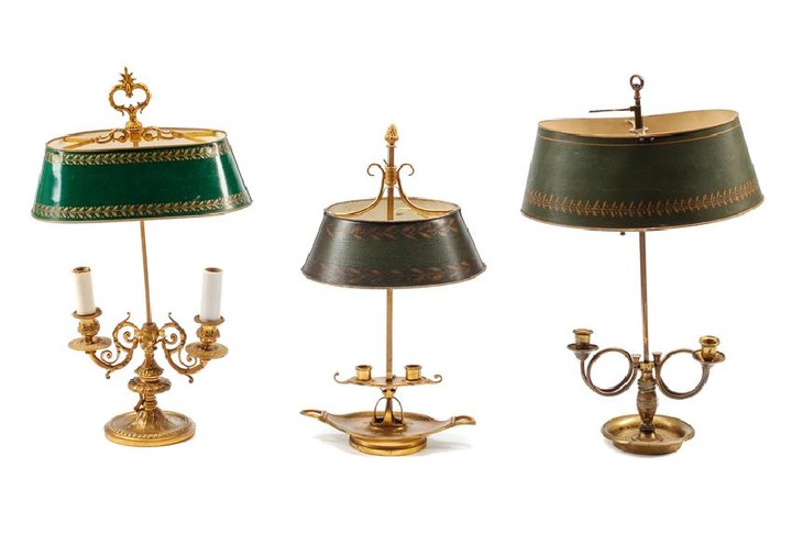 Three Empire Style Bouillotte Lamps