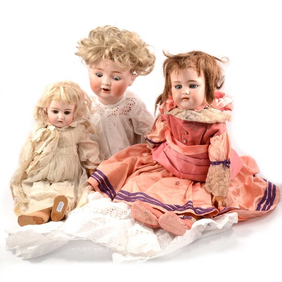 Three German bisque head dolls Simon & Halbig, Catterfelder Puppenfabrik and one other.