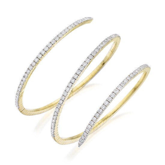 Three-Row Diamond Coil Bracelet