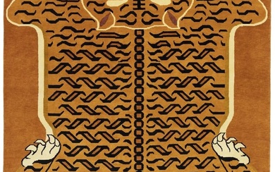Tibetan Tiger Oriental Rug Fine Nepali 8X10 Hand-Knotted Plush Wool Decor Carpet