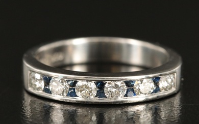 Tiffany & Co. Platinum 0.48 CTW Diamond and Blue Sapphire Band