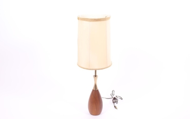 Tony Paul Walnut and Brass Table Lamp Mid Century