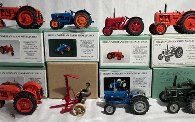 Tractors: A collection of eight boxed white metal and resin...