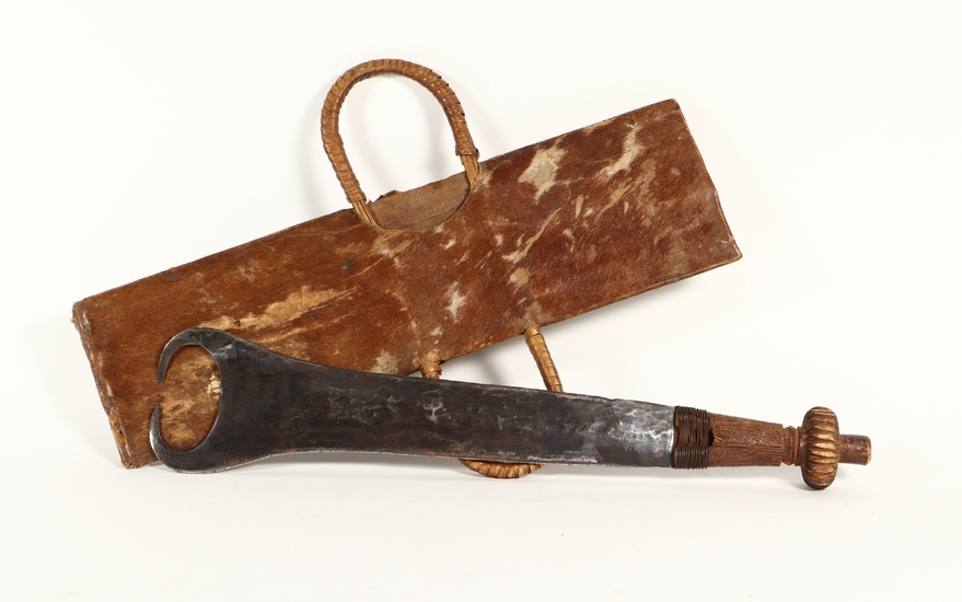 [Tribal art. Africa]. Knife with sheath, Ekonda, Congo....