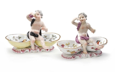 SOLD. Two 19th c. Meisssen porcelain salt cellars moulded with putti. (2) – Bruun Rasmussen Auctioneers of Fine Art