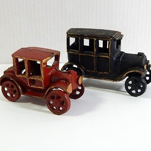 Two Cast Iron Old Time Toy Cars