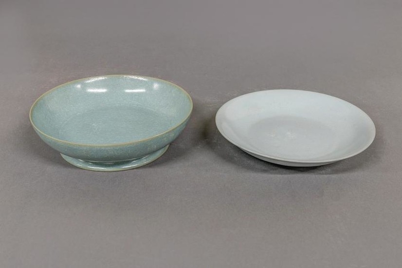 Two Chinese Celadon Deep Dishes