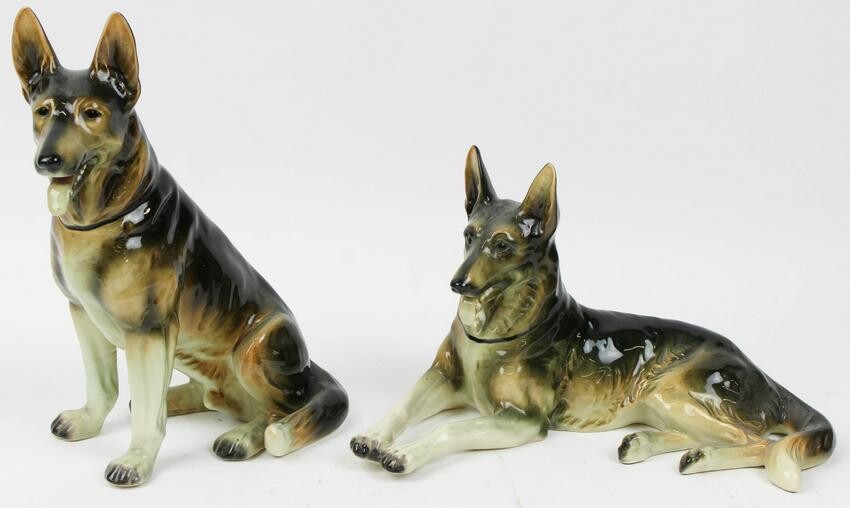 Two Cotendorf Ceramic German Shepherd Figures