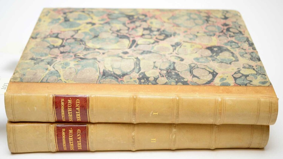 Two half calf bound volumes of Hutchinson's Northumberland