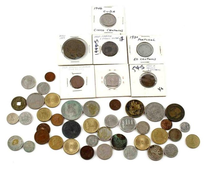 VARIETY LOT OF 48 WORLD NUMISMATIC COINAGE