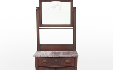 Victorian Marble and Mirror Topped Washstand, Late 19th Century