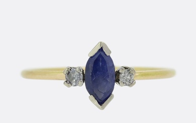 Victorian Sapphire and Diamond Three Stone Ring