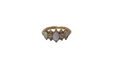 Victorian gold opal and diamond ring