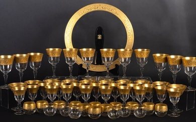 Vikki Carr | Glastonbury-Lotus "Georgian Gold" Glassware