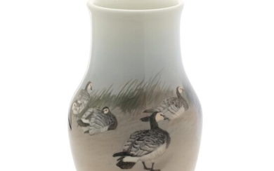 SOLD. Vilhelm Th. Fischer: Porcelain vase, base mounted with metal. Signed. Royal Copenhagen. H. 46 cm. – Bruun Rasmussen Auctioneers of Fine Art