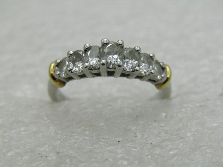 Vintage 14kt Platinum Diamond Ring, Tiered Engagement