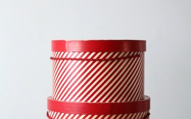 Vintage Candy Cane Stripe Hat Boxes Pair