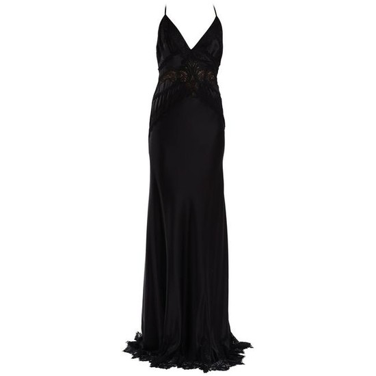 Vintage Versace Black Silk and Lace Gown
