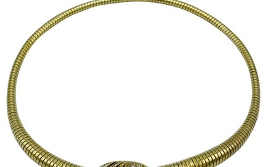Vintage Yellow Gold and Diamond Tubogas Choker Necklace