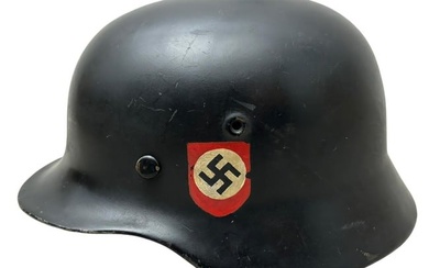 WWII GERMAN HELMET W/ NORWEGIAN MODIFICATIONS AND MODERN SS DECAL