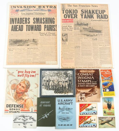 WWII HITLER PHOTO & US NEWSPAPER & PROPAGANDA LOT