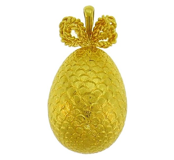 Yellow Gold Egg PENDANT Charm, French 1980s
