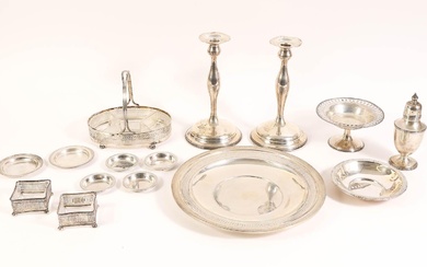 iGavel Auctions: Group of Sterling Silver Dishes, Candlesticks and Glass Lined and other Silver Table Articles ASH1