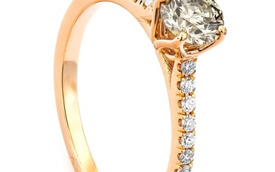 0.77 tcw VS2 Diamond Ring - 14 kt. Pink gold - Ring - 0.61 ct Diamond - 0.16 ct Diamonds - No Reserve Price