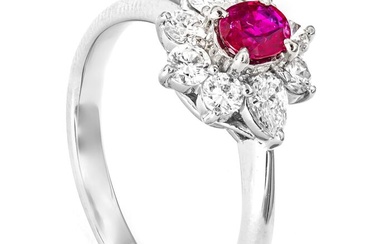 1.01 tcw Sapphire Ring Platinum - Ring - 0.62 ct Ruby - 0.39 ct Diamonds - No Reserve Price