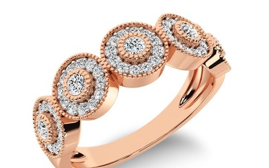 10K Rose Gold 2/5 Ct.Tw. Diamond Fashion Ring With Milgrain Detail