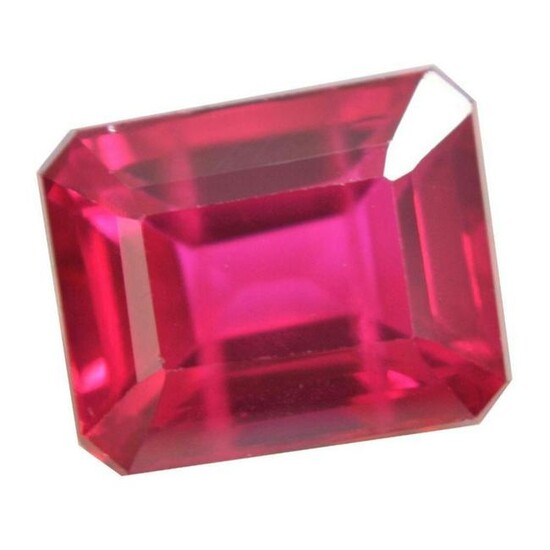 11.40ct Lab-Created Emerald Cut Red Ruby