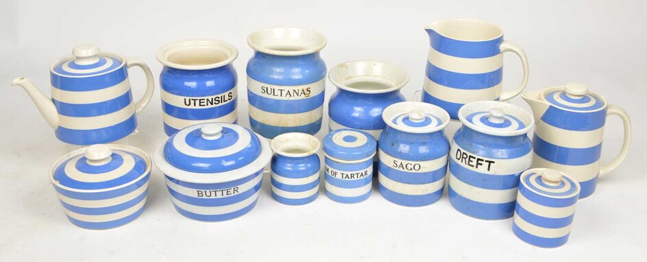 13 Pieces of T.G. Green & Co Cornishware Pottery