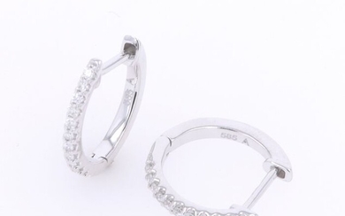 14 kt. White gold - Earrings - 0.10 ct Diamond