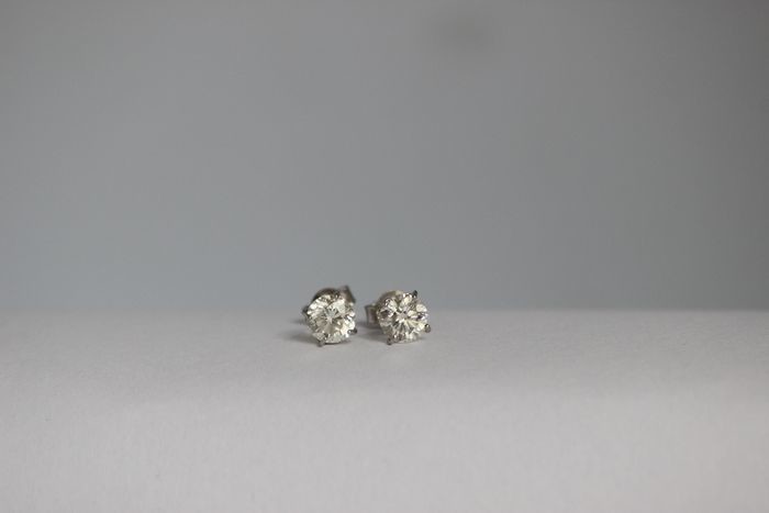 14 kt. White gold - Earrings - 0.50 ct Diamond