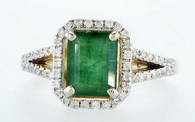 14 kt. White gold, Yellow gold - Ring - 2.01 ct Emerald