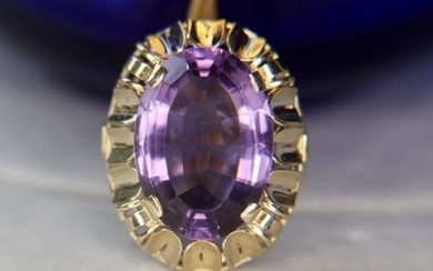 14 kt. Yellow gold - Ring - 9.50 ct Amethyst - natural - High quality - Us new - Germany handwork