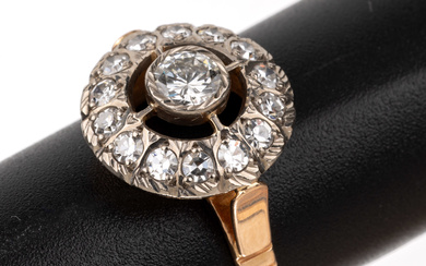 14 kt gold diamond-ring , RG 583/000, ring head platinum,...