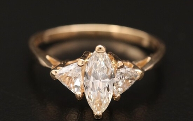 14K Diamond Three Stone Ring