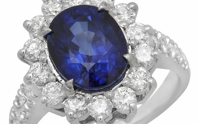 14K White Gold 2.69ct Sapphire and 1.13ct Diamond Ring