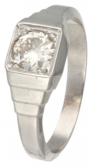 14K. White gold vintage solitaire ring set with approx. 1.00 ct. diamond.