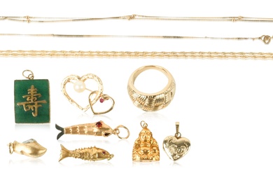 14K YELLOW GOLD ITEMS OF JEWELRY