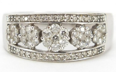 14ct white gold diamond half eternity ring with five
