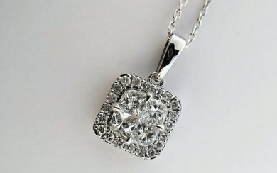 14k & 18k White gold - Necklace with pendant - 1.00 ct Diamond - Diamonds
