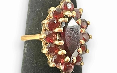 14kt Yellow Gold and Cluster of Garnet Semi-Precious Stones Ring
