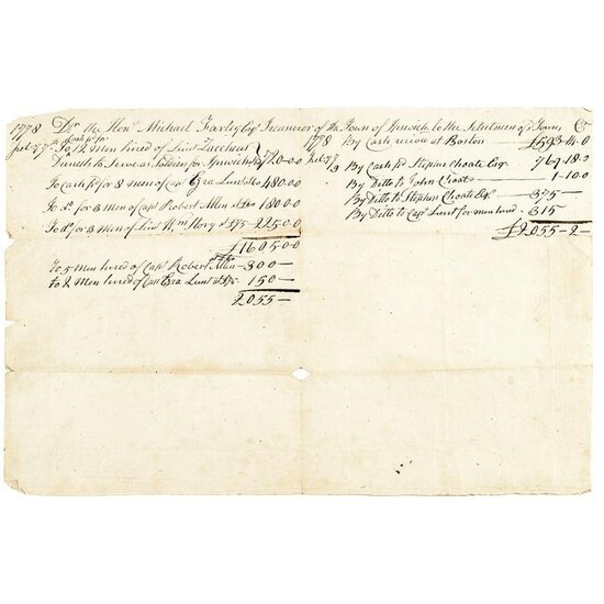 1778 Monies Recruiting Continental Army Soldiers