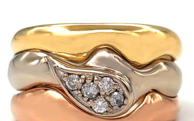 18 carati Oro bianco, Oro giallo, Oro rosa - Anello - 0.25 ct Diamanti Peso Totale : 10.47 g